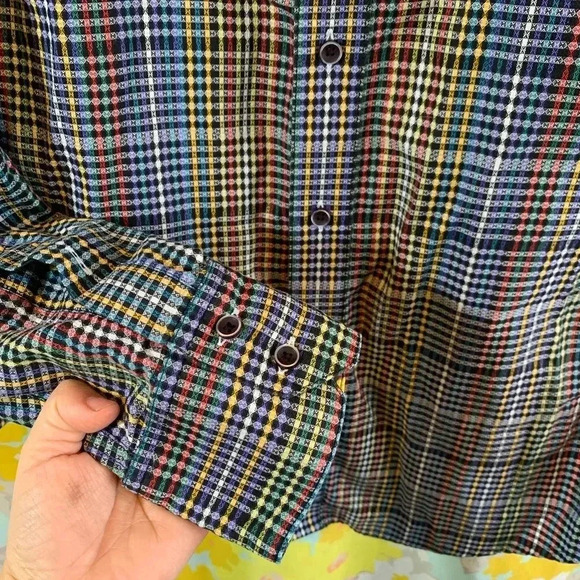Mens Robert graham colorful plaid button down dress up shirt long sleeve - Picture 10 of 13
